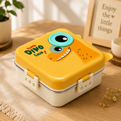 Dinasour Imported Premium Quality 3 compartment Stainless Steel Lunch Box