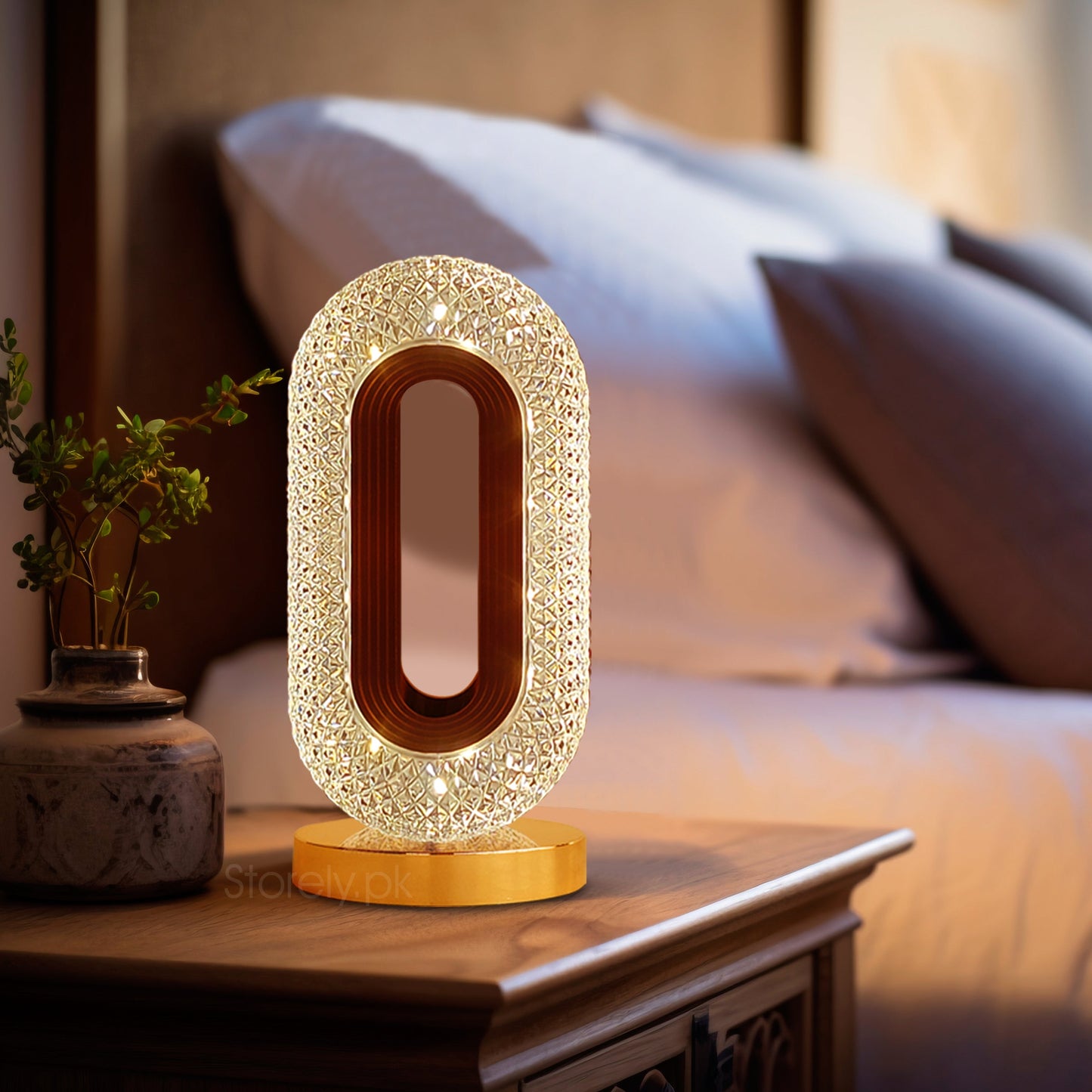 Oval Rechargeable Crystal Led Lamp (3 Color Modes)