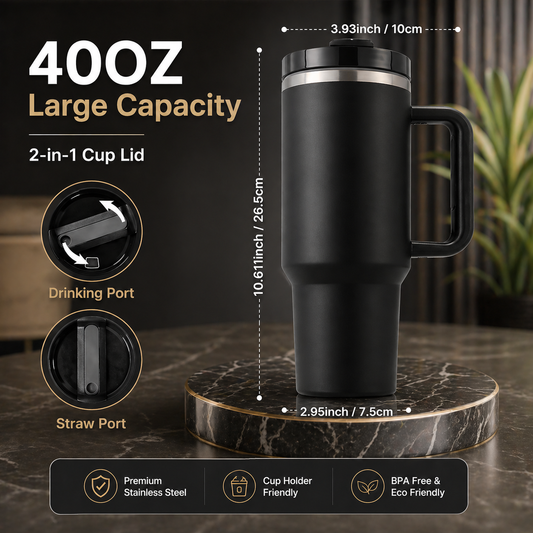 Stainless Steel 1200ml Tumbler Black