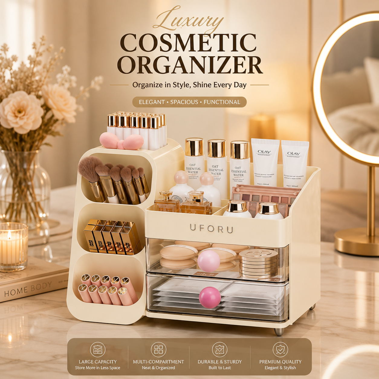 VelvetGlow Cosmetic Organizer Box