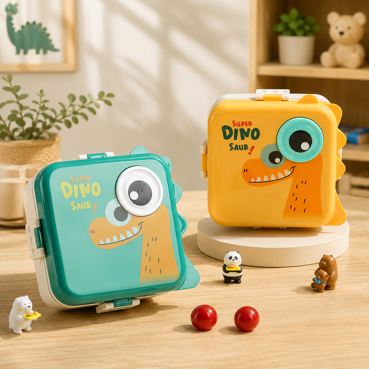 Dinasour Imported Premium Quality 3 compartment Stainless Steel Lunch Box