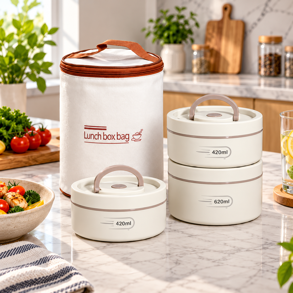 Premium Stainless Steel Insulated LunchBox With CarryBag