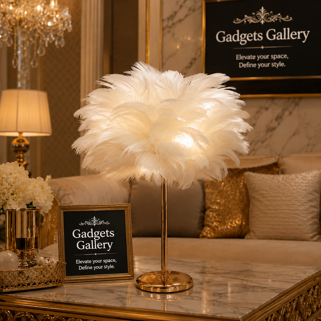 18" Feather Table Lamp