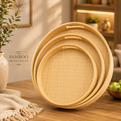 Imported Bamboo Wood Premium 3pcs Tray Set