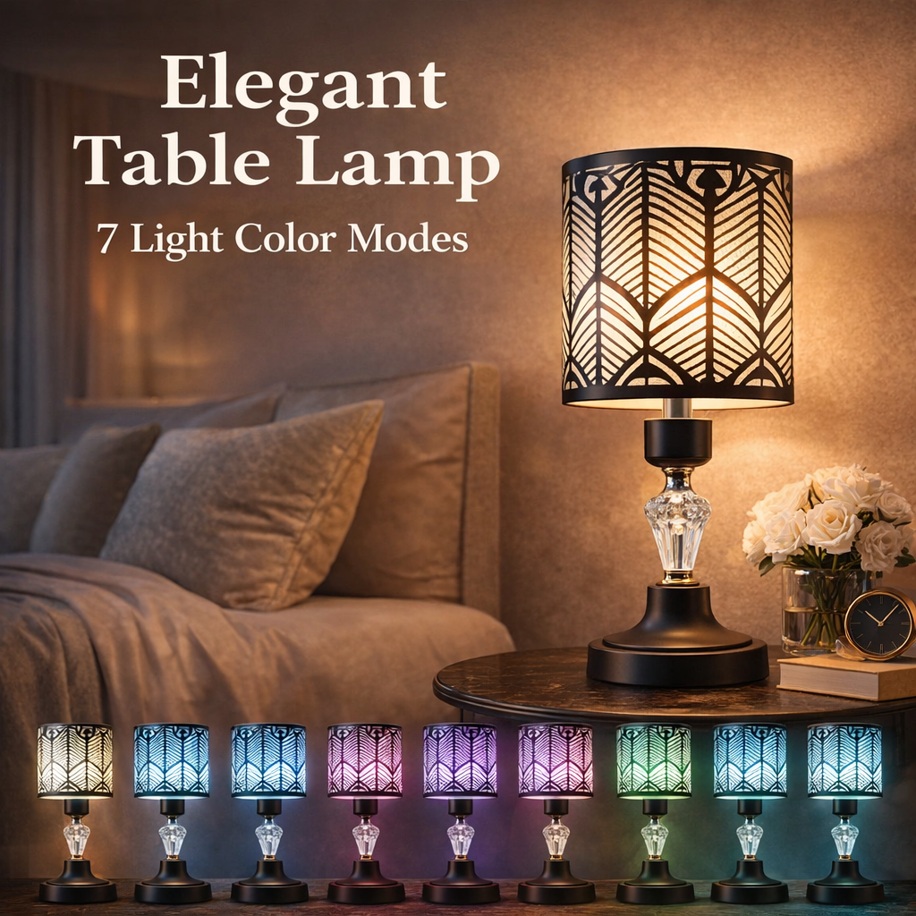 Versatile Crystal LED Touch Table Lamp-Different Light Color Modes (Pack Of 2pc)