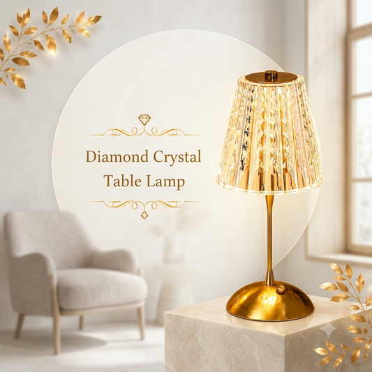 Diamond Crystal Rechargeable Table Desk Lamp (3 Light Color Modes)