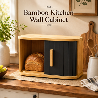 Premium Bamboo Bread Box Sliding Door