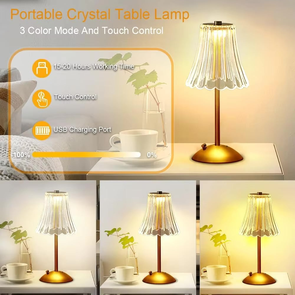Crystal Rechargeable Table Desk Lamp