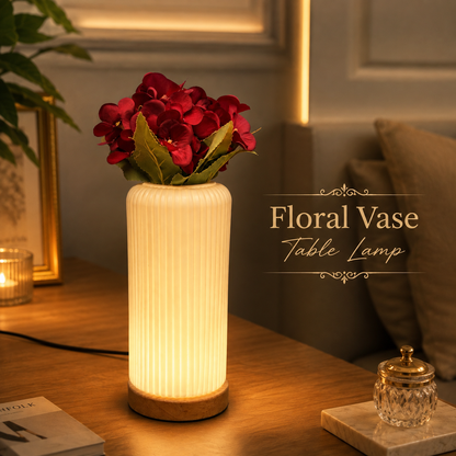 Electric Floral Vase Table Lamp With Flower Bunch– 3 Light Color Modes |