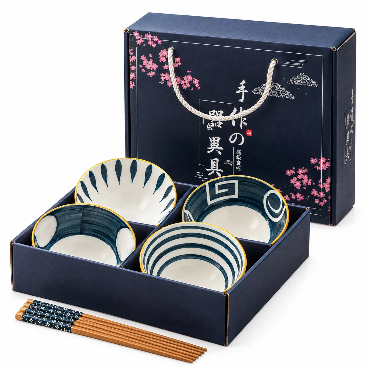 Japanese Ceramic Printed Bowls - Set Of 4