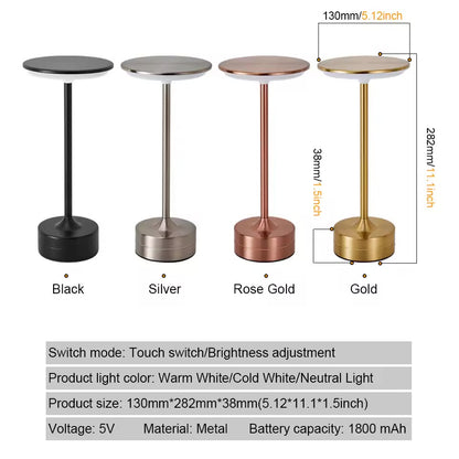 Premium Luxury Metal Touch Rechargeable Lamp