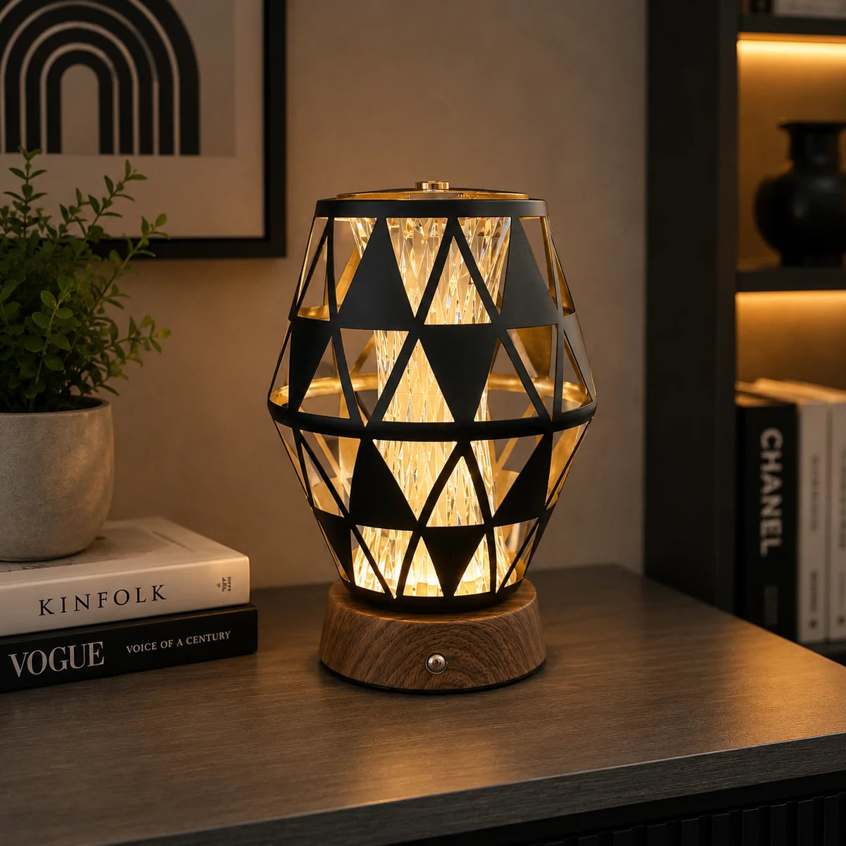 Rechargeable Geometric Table Lamp 2 ( 3 Light Color Modes)