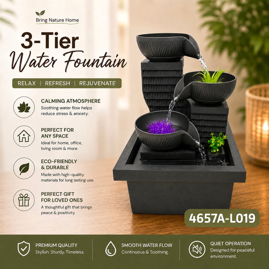 3-Tier Water Decorative Fountain (Height 10 To 11 Inches)
