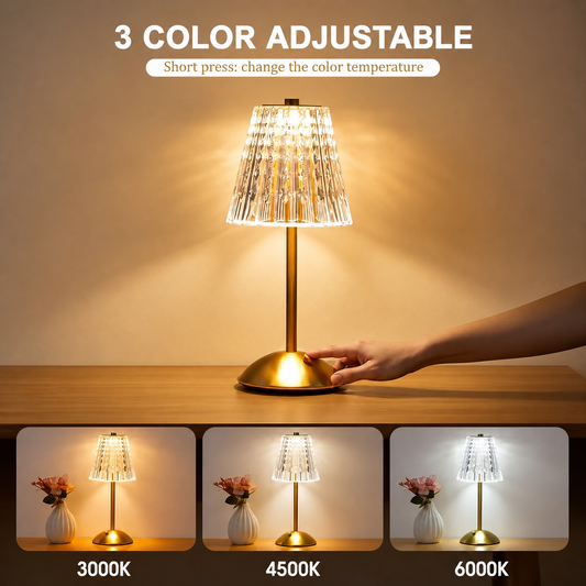 Diamond Crystal Rechargeable Table Desk Lamp