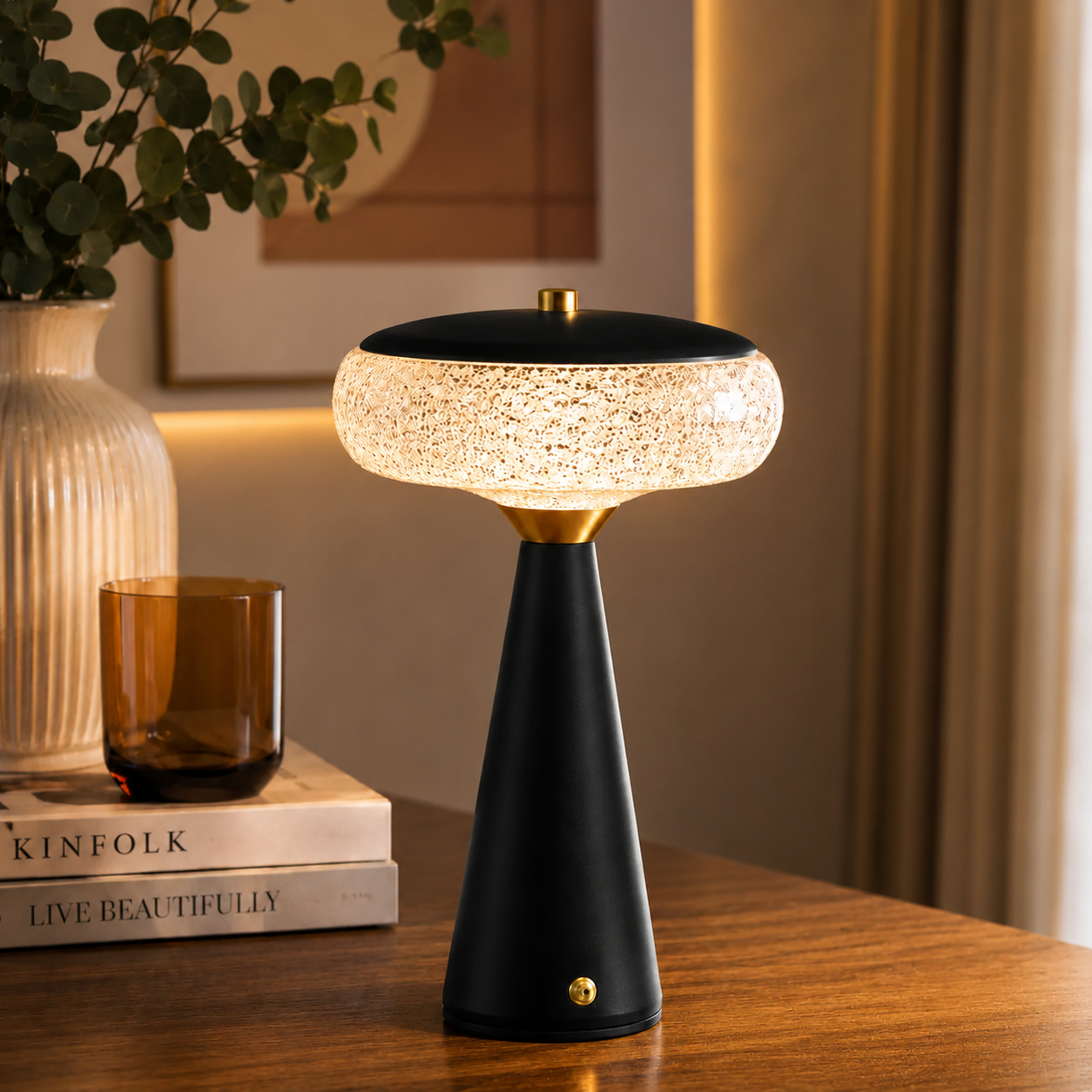 Rechargeable Noir Halo Table Lamp ( 3 Light Color Modes)