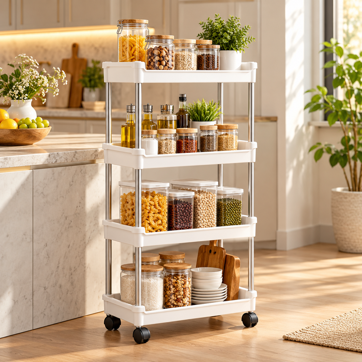 4 Tier Rolling Storage Trolley – Smart Storage Solution