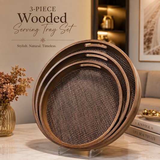 Imported Bamboo Wood Premium 3pcs Tray Set