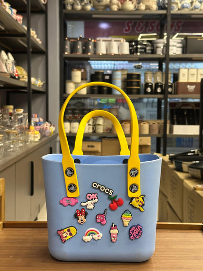 Small Size Crocs Branded Tote Bag – Lightweight EVA Handbag with Decorative Charms
