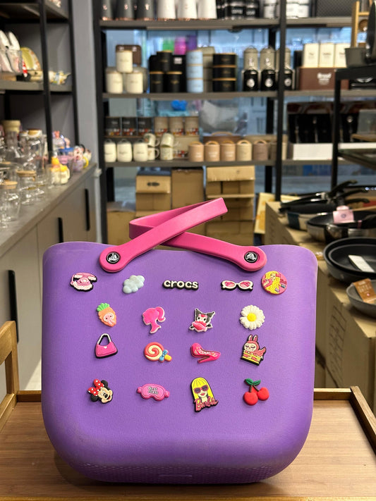 Large Size Crocs Branded Tote Bag – Lightweight EVA Handbag with Decorative Charms