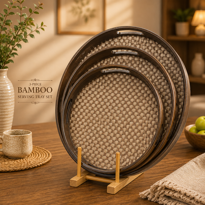 Imported Bamboo Wood Premium 3pcs Tray Set