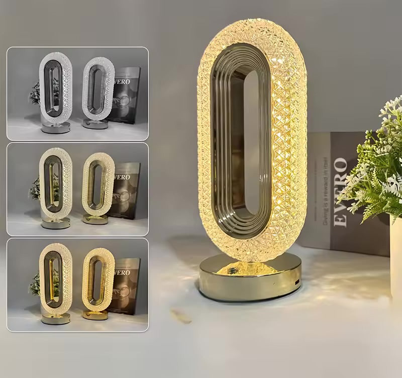Oval Rechargeable Crystal Led Lamp (3 Color Modes)