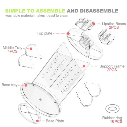 360 Rotating Makeup Crystal Storage Stand Box Big size