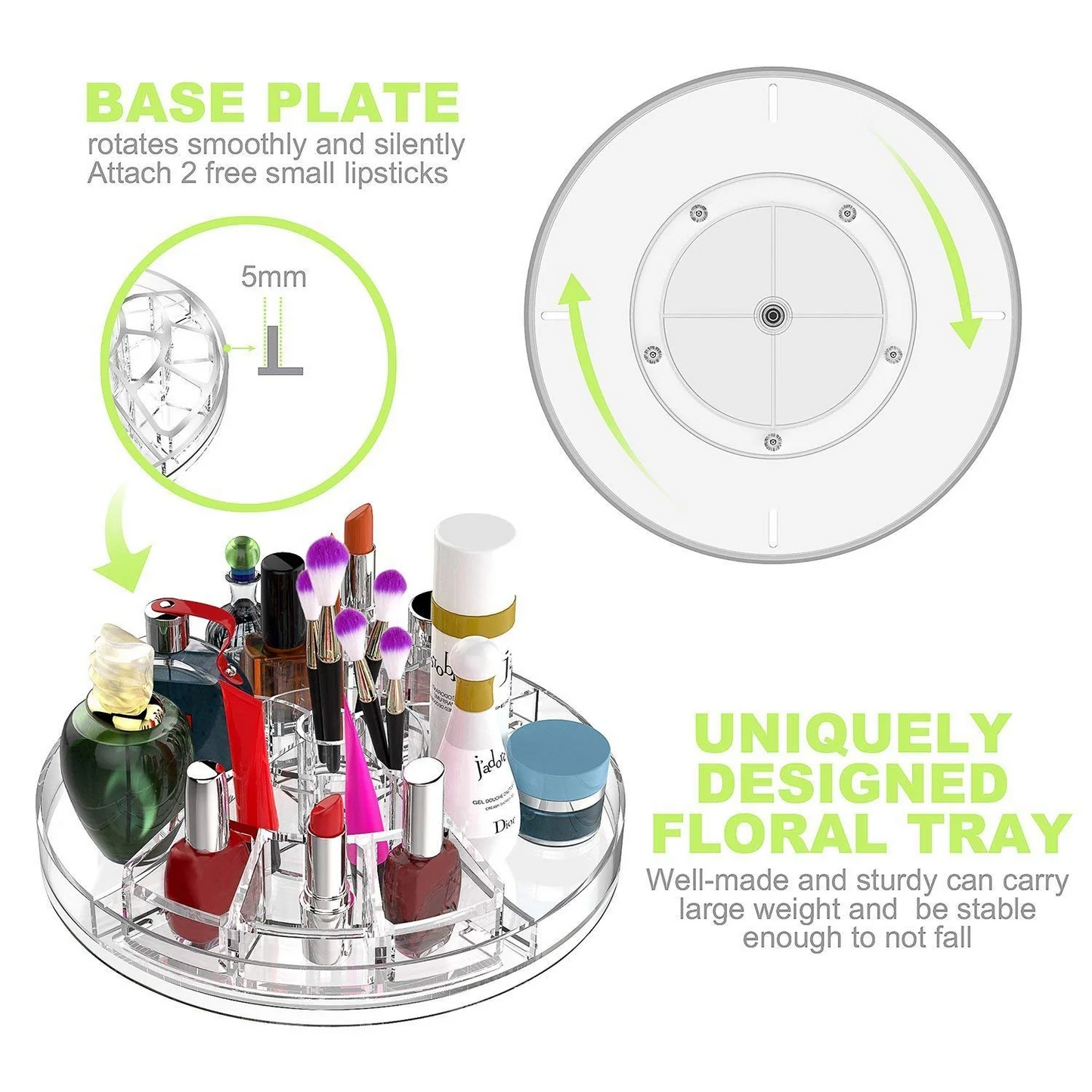 360 Rotating Makeup Crystal Storage Stand Box Big size