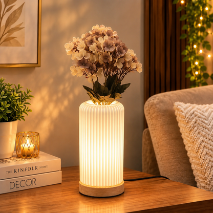 Electric Floral Vase Table Lamp With Flower Bunch– 3 Light Color Modes |