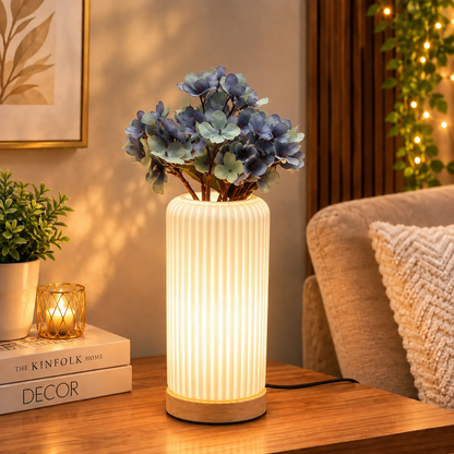 Electric Floral Vase Table Lamp With Flower Bunch– 3 Light Color Modes |