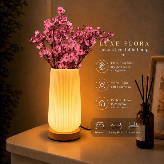 Electric Luxe Flora Vase Table Lamp With Flower Bunch– 3 Color Modes |