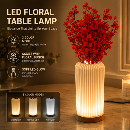Vase Table Lamp With Flower Bunch– 3 Color Modes