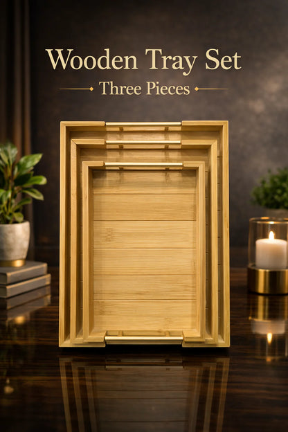 Imported Bamboo Premium Wooden 3pcs Tray Set