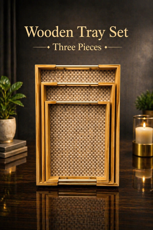 Imported Bamboo Premium Wooden 3pcs Tray Set
