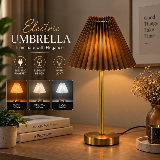 Electric Umbrella Decorative Table Lamp (3 Light Color Modes)