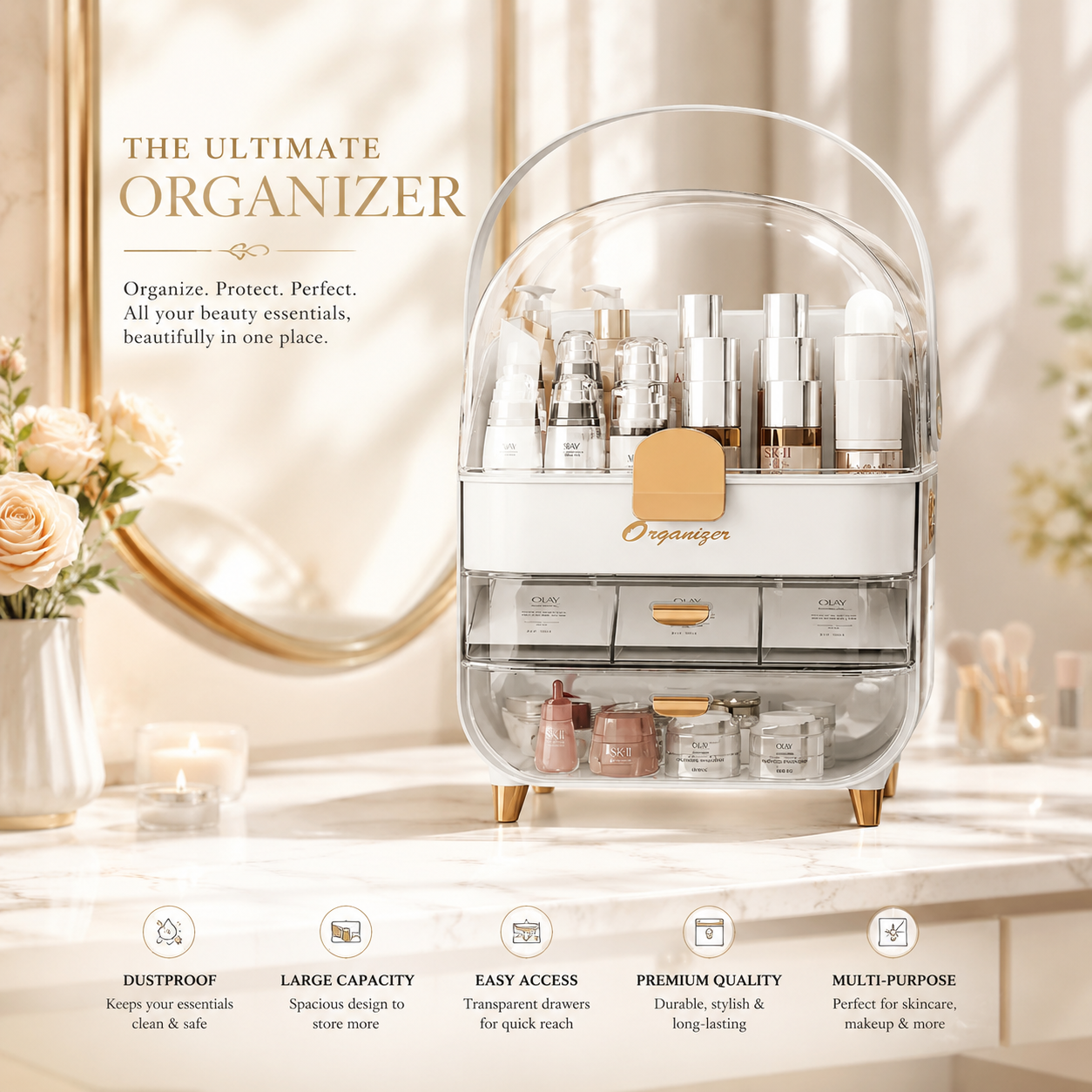 New Layered Storage Cosmetic Storage Box Makeup Organizer