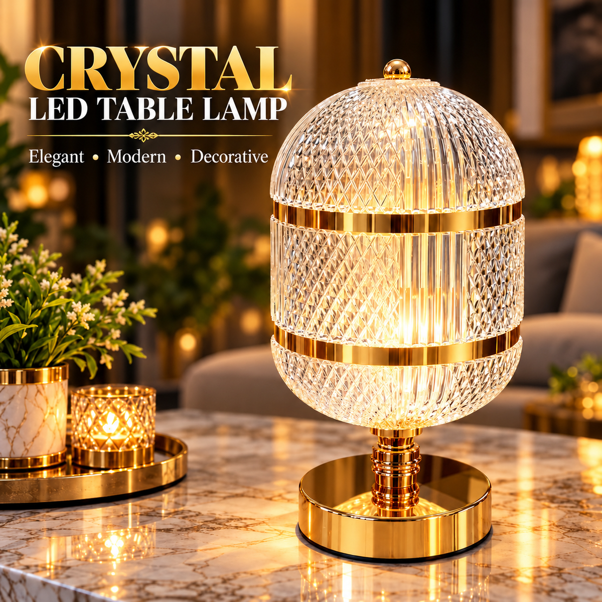 Elegant Gold Decorative Table Lamp (3 Light Color Modes)