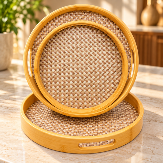 Bamboo Wood Premium 3pcs Tray Set