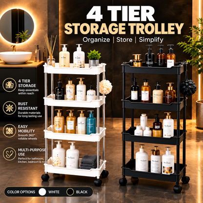 4 Tier Rolling Storage Trolley – Smart Storage Solution