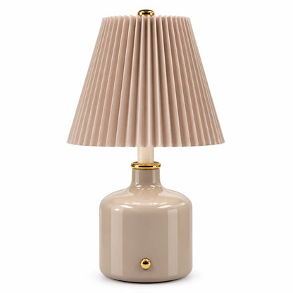 Aurora Pleated Ceramic Table Lamp Grey (3 Light Color Modes)