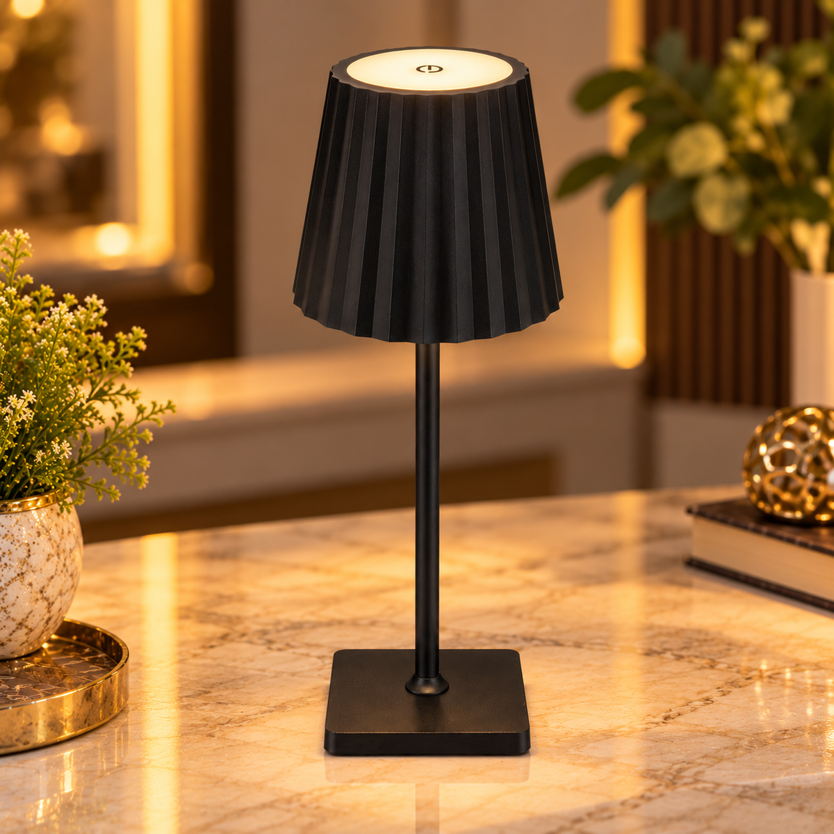 Premium Ribbed LED Table Lamp – 3 Light Color Modes