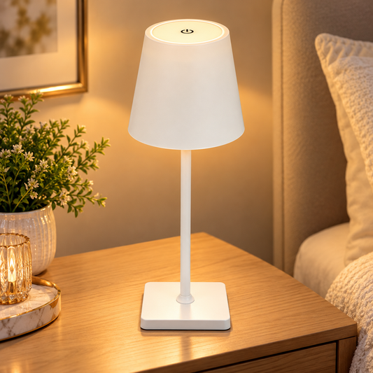 Premium Ribbed LED Table Lamp white – 3 Light Color Modes