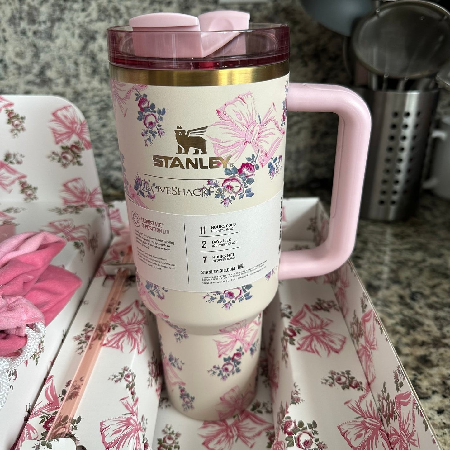 Stanley X 40OZ Tumbler Love Shack Rose Pink With GiftBox
