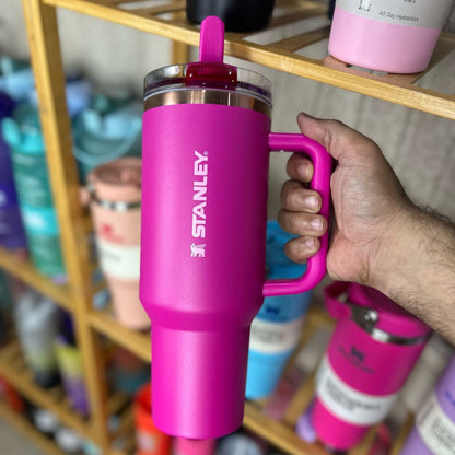 Stanley Quencher 40OZ Tumbler Flip Straw Shocking Pink-IQ